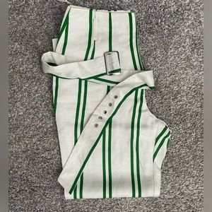 Topshop Green and Cream Pant - Size 2